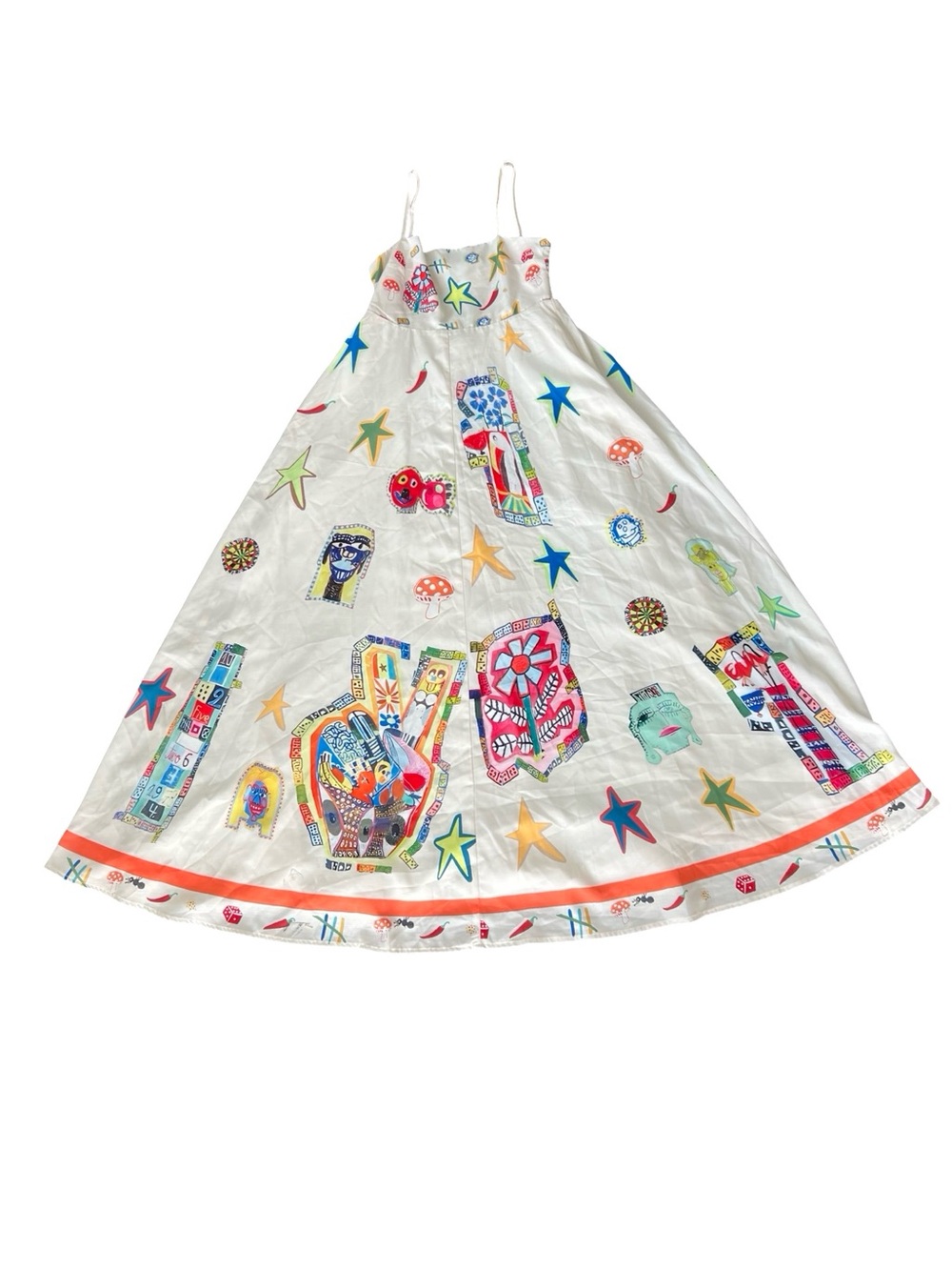 Commense Whimsical Art Print Dress Size Medium Colorful Cottagecore Sundres - Picture 2 of 4